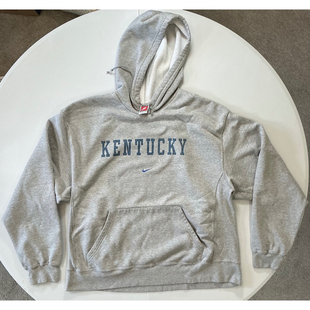 VTG 90s USA Made Nike Kentucky Wildcats Hoodie Mens XL Gray Center Swoosh